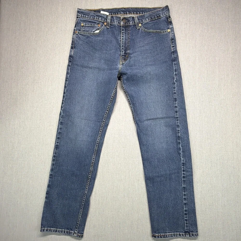 Levis 505 Jeans Mens 36x32 (Fits 34x30) Dark Blue‎ Denim Straight Leg